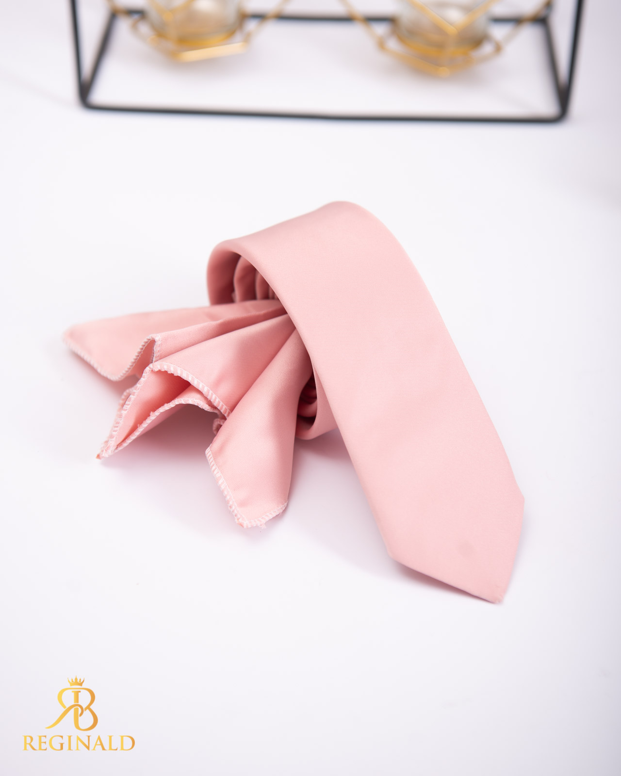 Set Cravata si batista roz prafuit - CV914