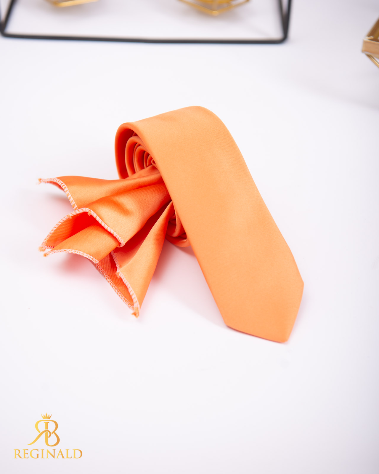 Set Cravata si batista portocalie - CV913