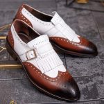Pantofi Loafers maro/ivoire, cu catarama, piele naturala- P1795