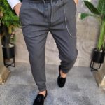 Pantaloni casual cu lant ,croiala conica, tiv intors- PN766