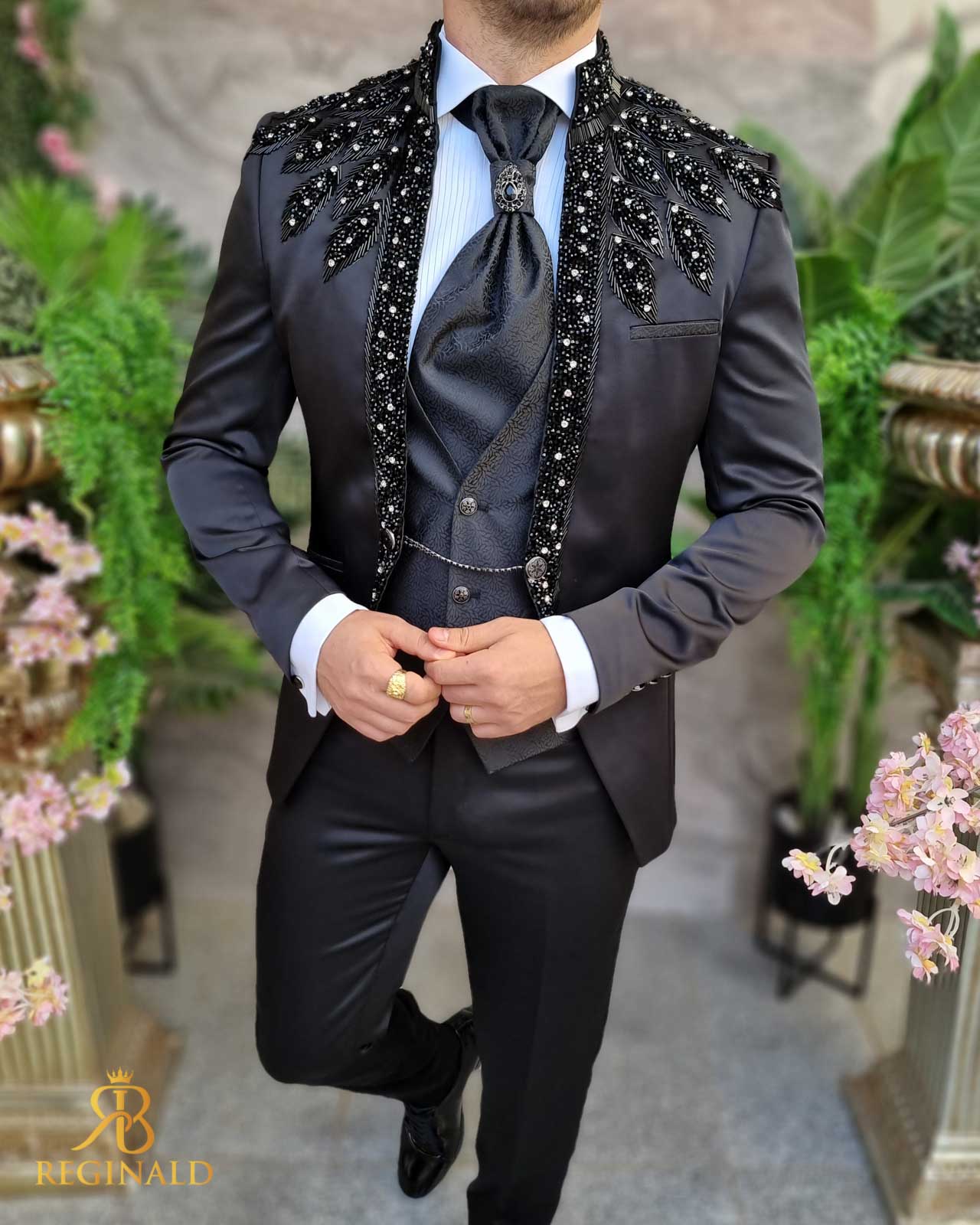 Costum negru cu pietre stralucitoare, set: 4 piese pentru NAS/MIRE/ARTISTI - C4399 - imagine 5