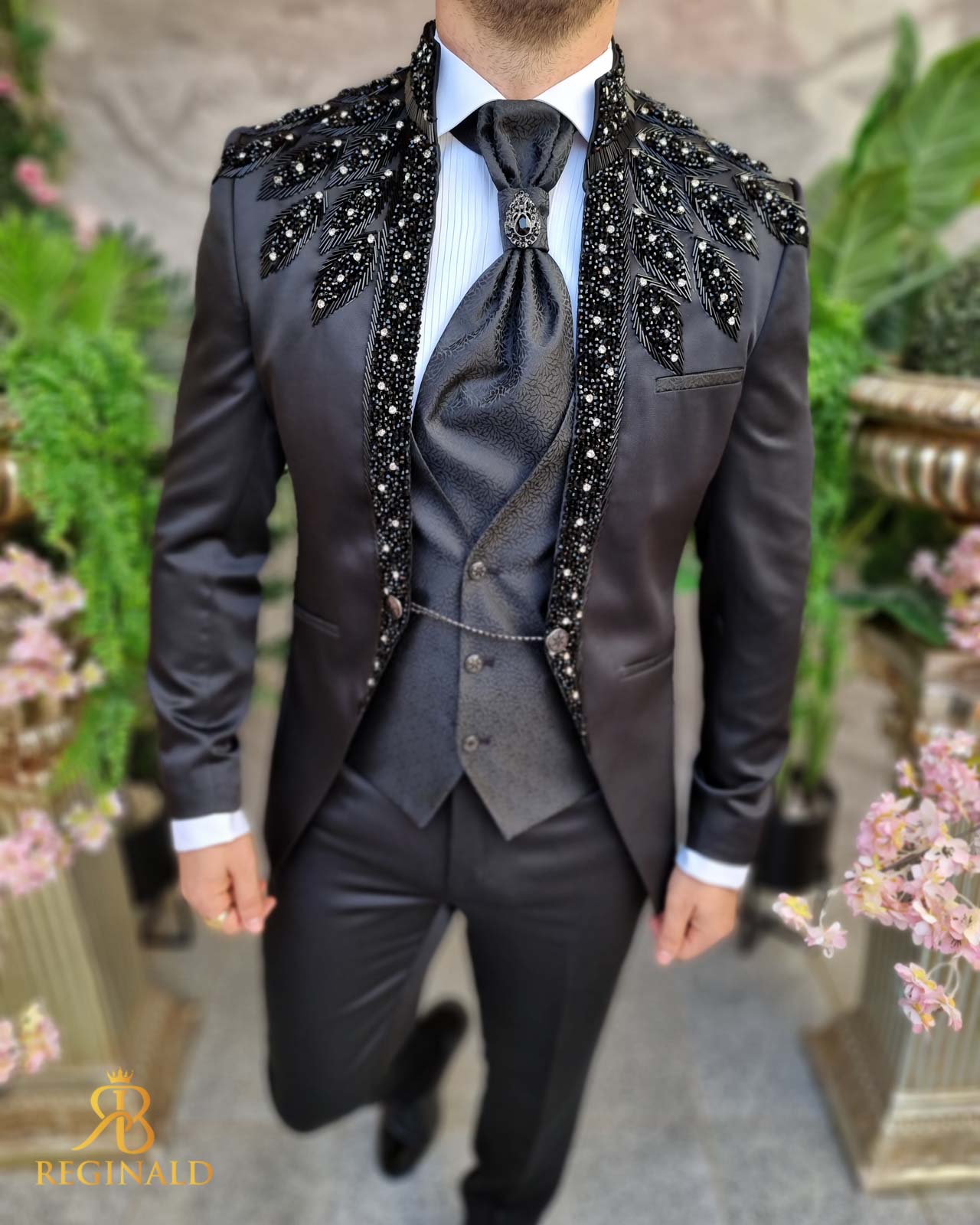 Costum negru cu pietre stralucitoare, set: 4 piese pentru NAS/MIRE/ARTISTI - C4399 - imagine 6