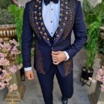 Costum elegant cu pietre si strasuri aurii, set: 4 piese pentru NAS/MIRE/ARTISTI - C4395