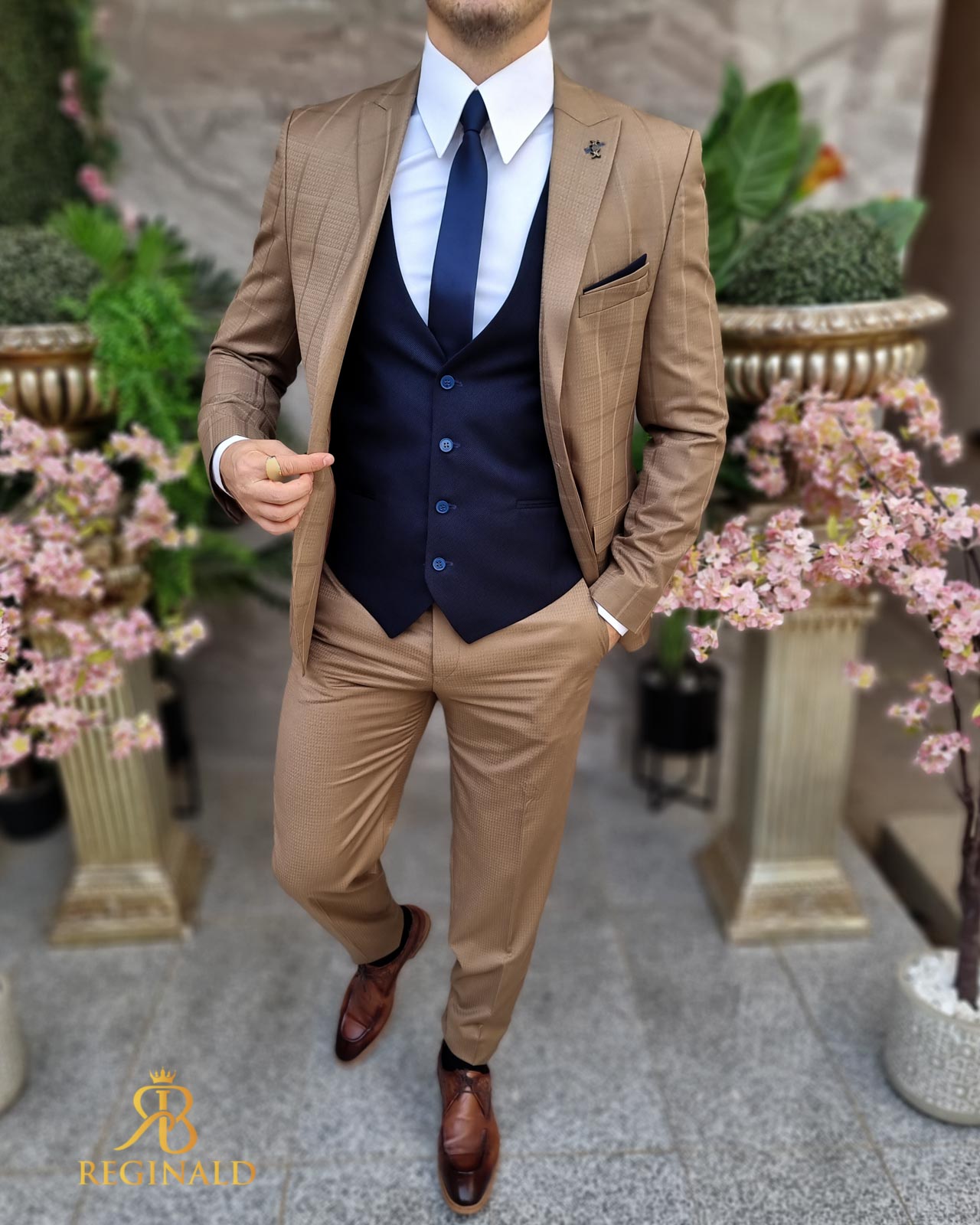 Costum elegant maro deschis, set: 3 piese - C4416 - imagine 2