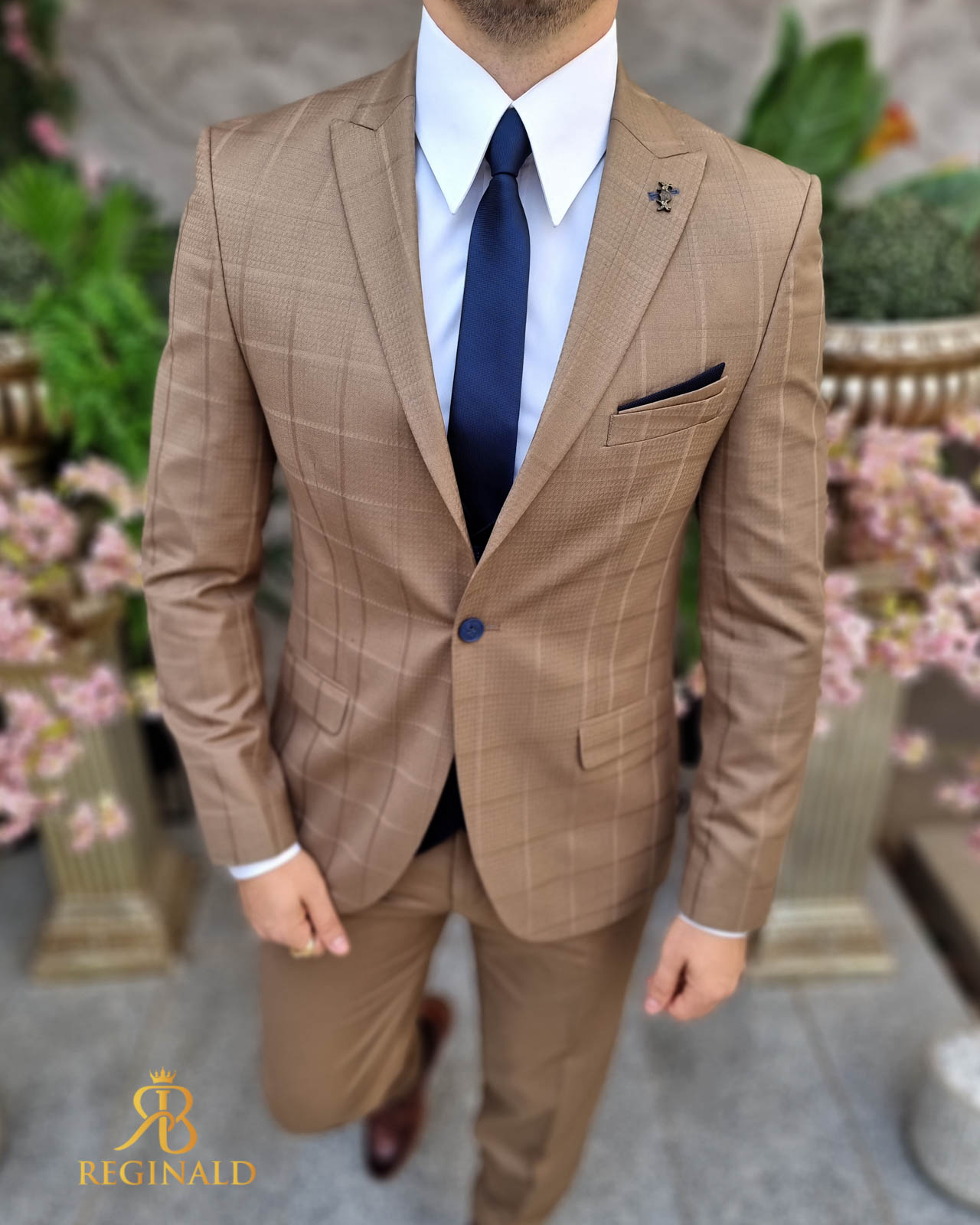 Costum elegant maro deschis, set: 3 piese - C4416 - imagine 4