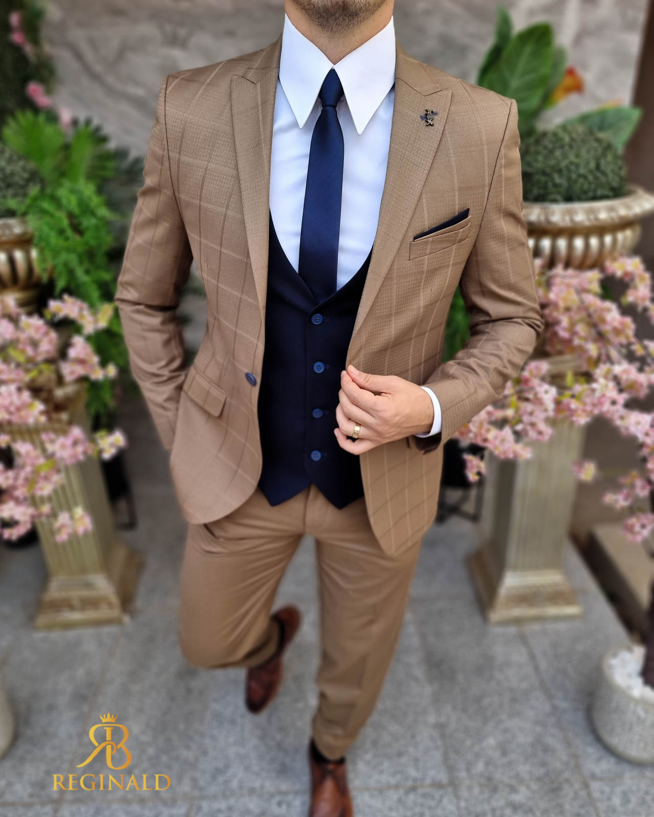 Costum elegant maro deschis, set: 3 piese - C4416 - imagine 3