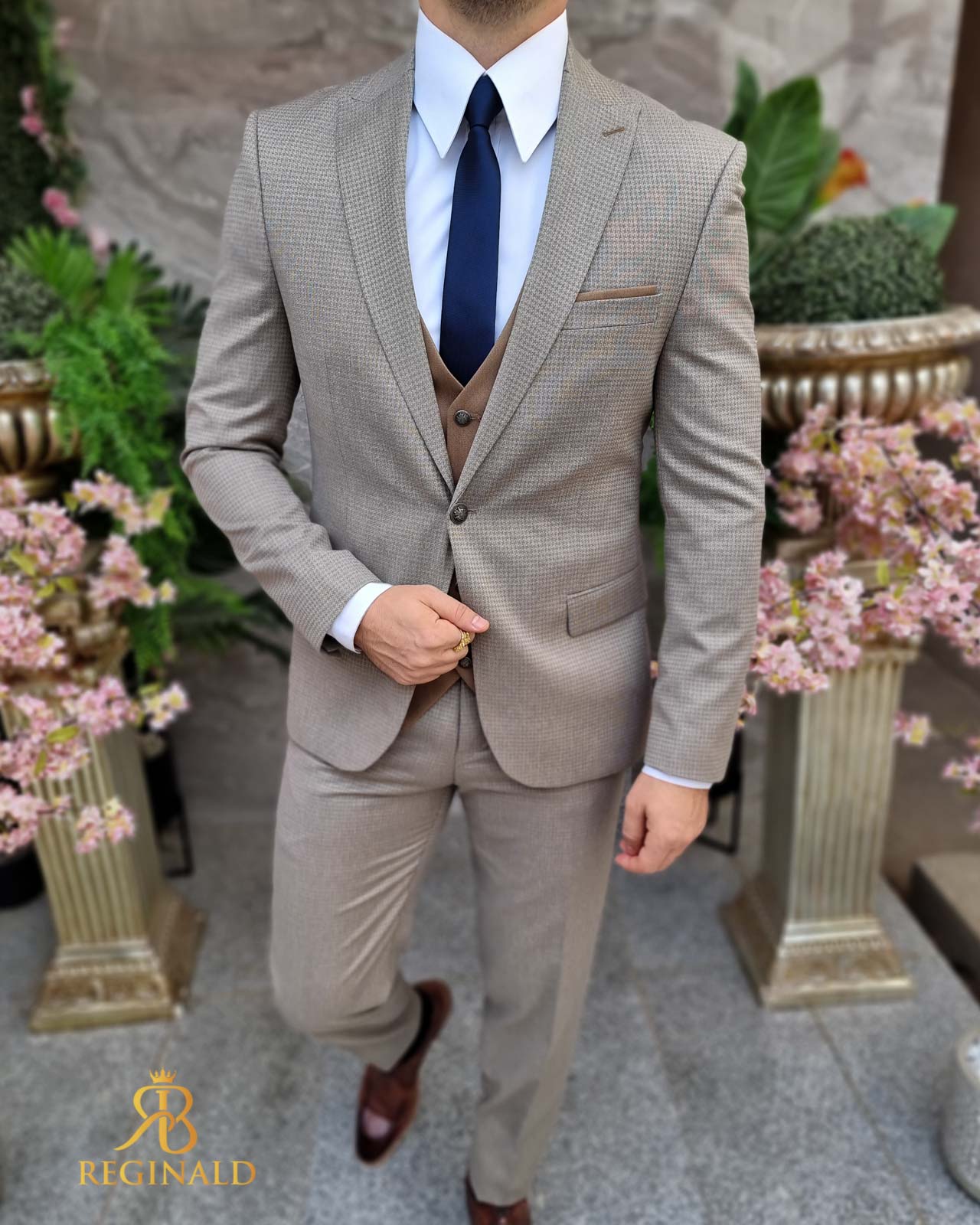 Costum elegant bej inchis , set: 3 piese - C4413 - imagine 6