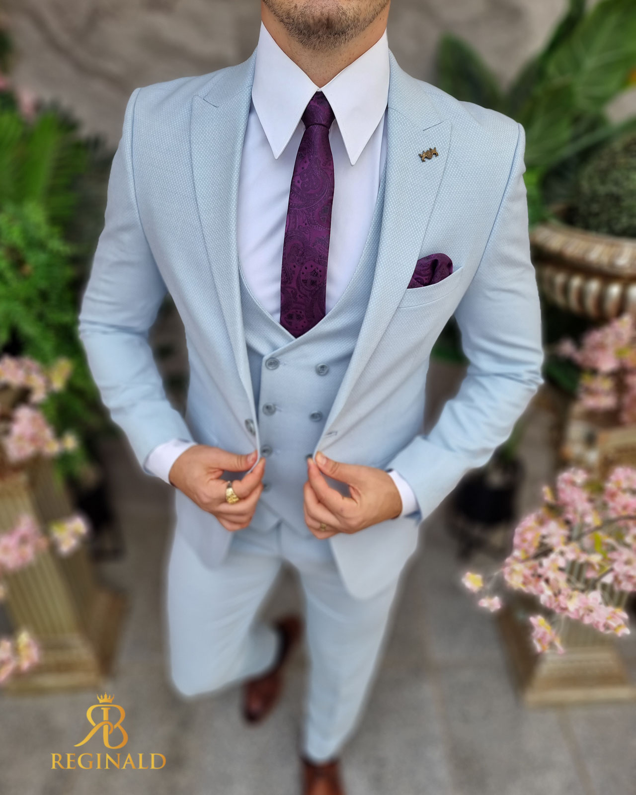 Costum elegant bleu, set: 3 piese - C4411 - imagine 2