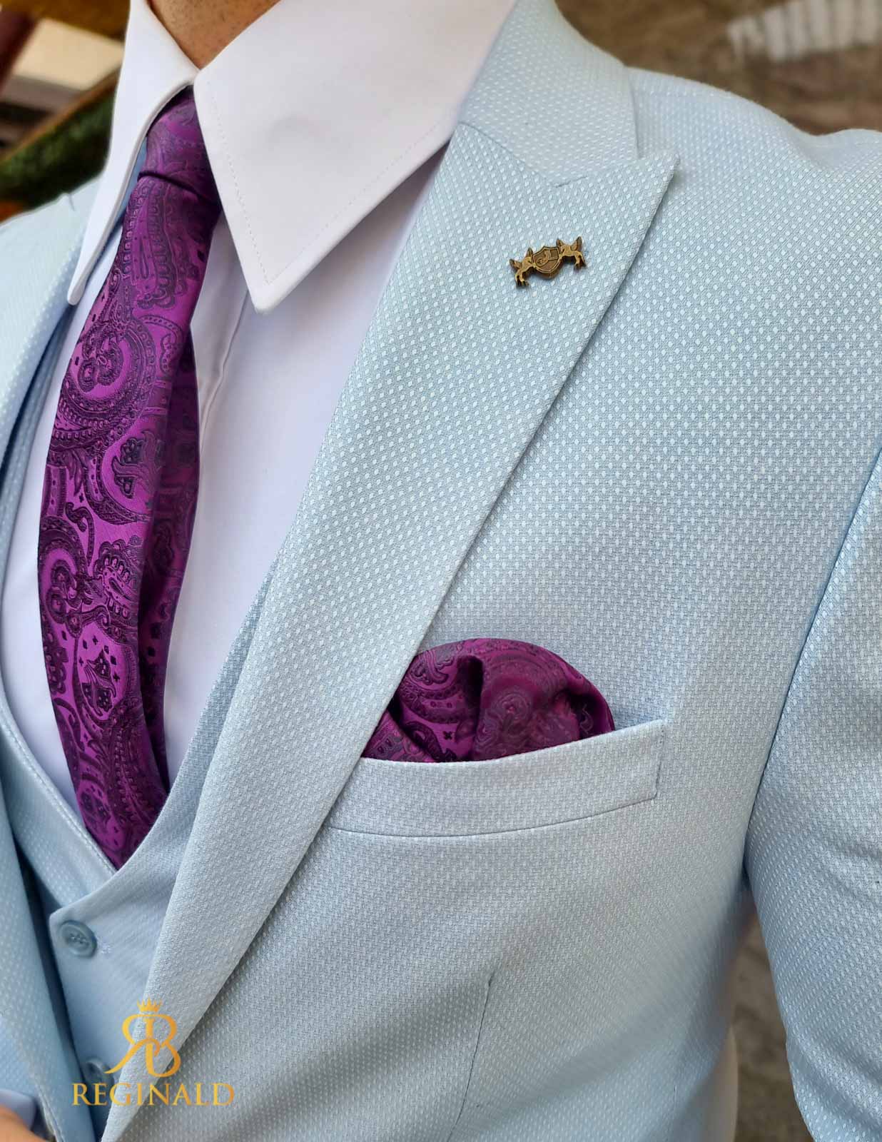 Costum elegant bleu, set: 3 piese - C4411 - imagine 7