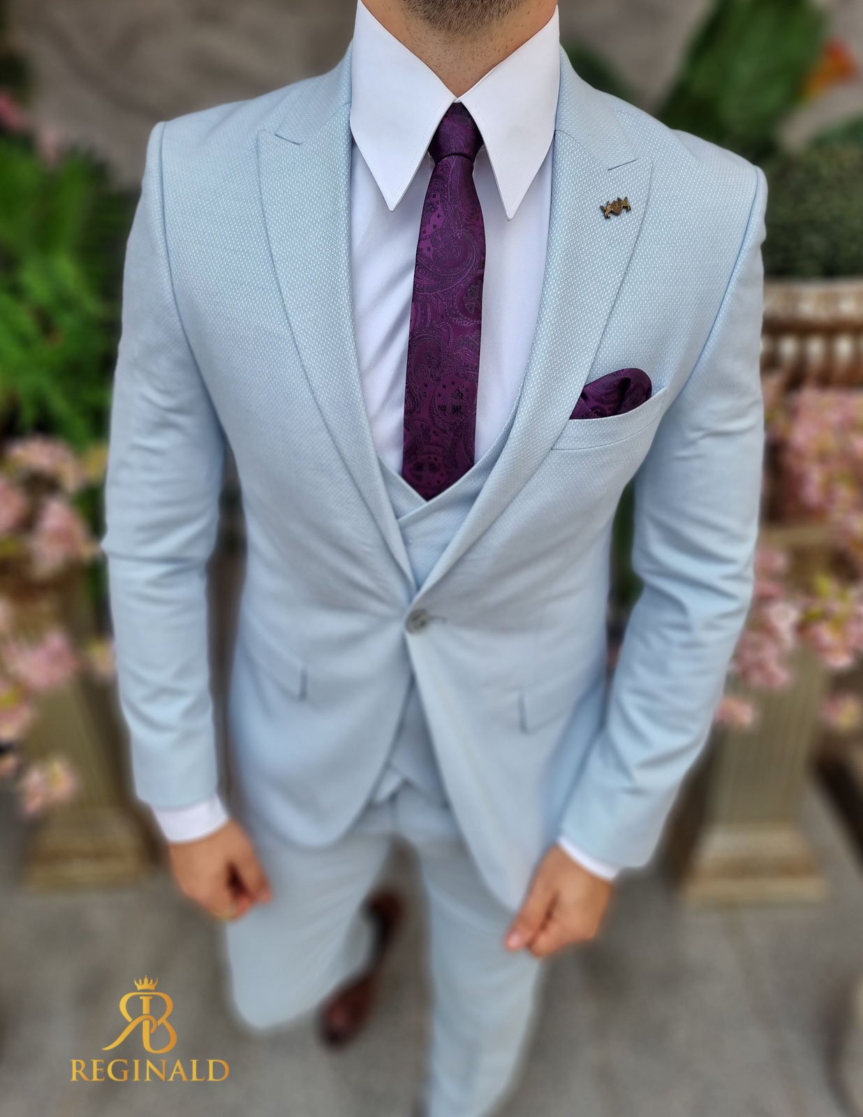 Costum elegant bleu, set: 3 piese - C4411 - imagine 3