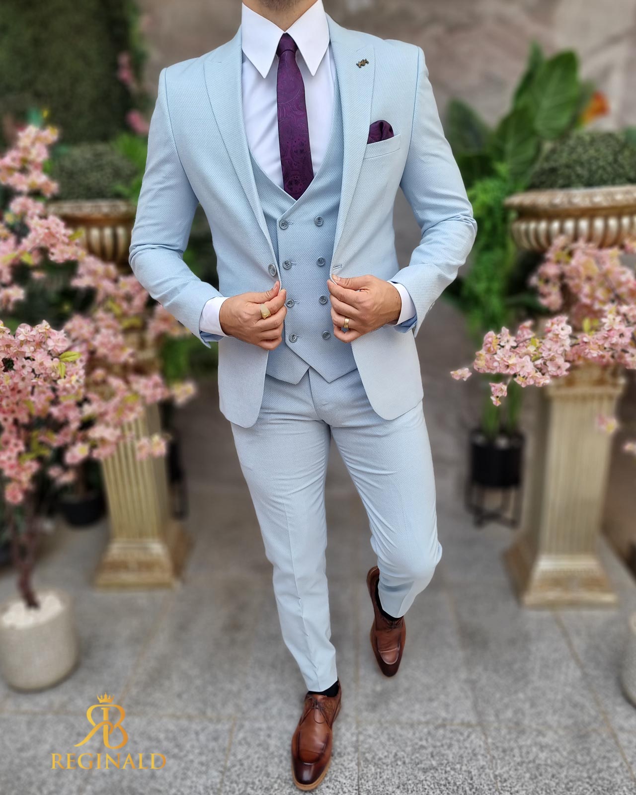 Costum elegant bleu, set: 3 piese - C4411 - imagine 5