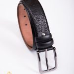 Curea din piele neagra model croc, catarama metalica- CP442