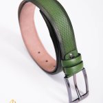 Curea din piele verde, catarama metalica- CP434