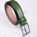 Curea din piele verde, catarama metalica- CP453