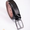 Curea din piele neagra lacuita, catarama metalica- CP430