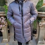 Geaca gri inchis, lunga si groasa pentru barbati, cu gluga - GC812