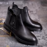 Ghete de bărbați, negre din piele 100% naturala - GH130