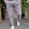 Pantaloni casual GRI, cu snur ,croiala conica, tiv intors- PN771
