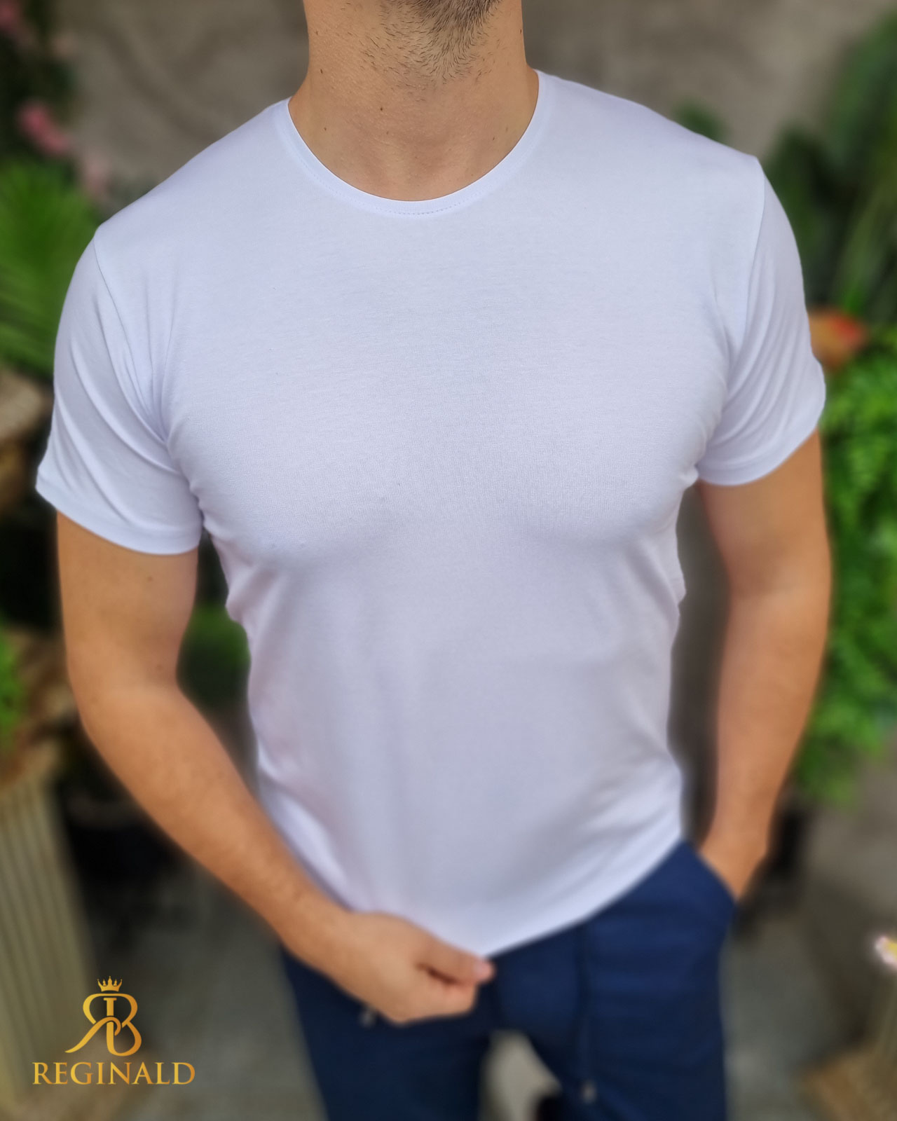 Tricou de bărbați, alb, elastic - TR1050