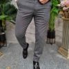 Pantaloni eleganti gri, cu textura, croiala conica- PN786