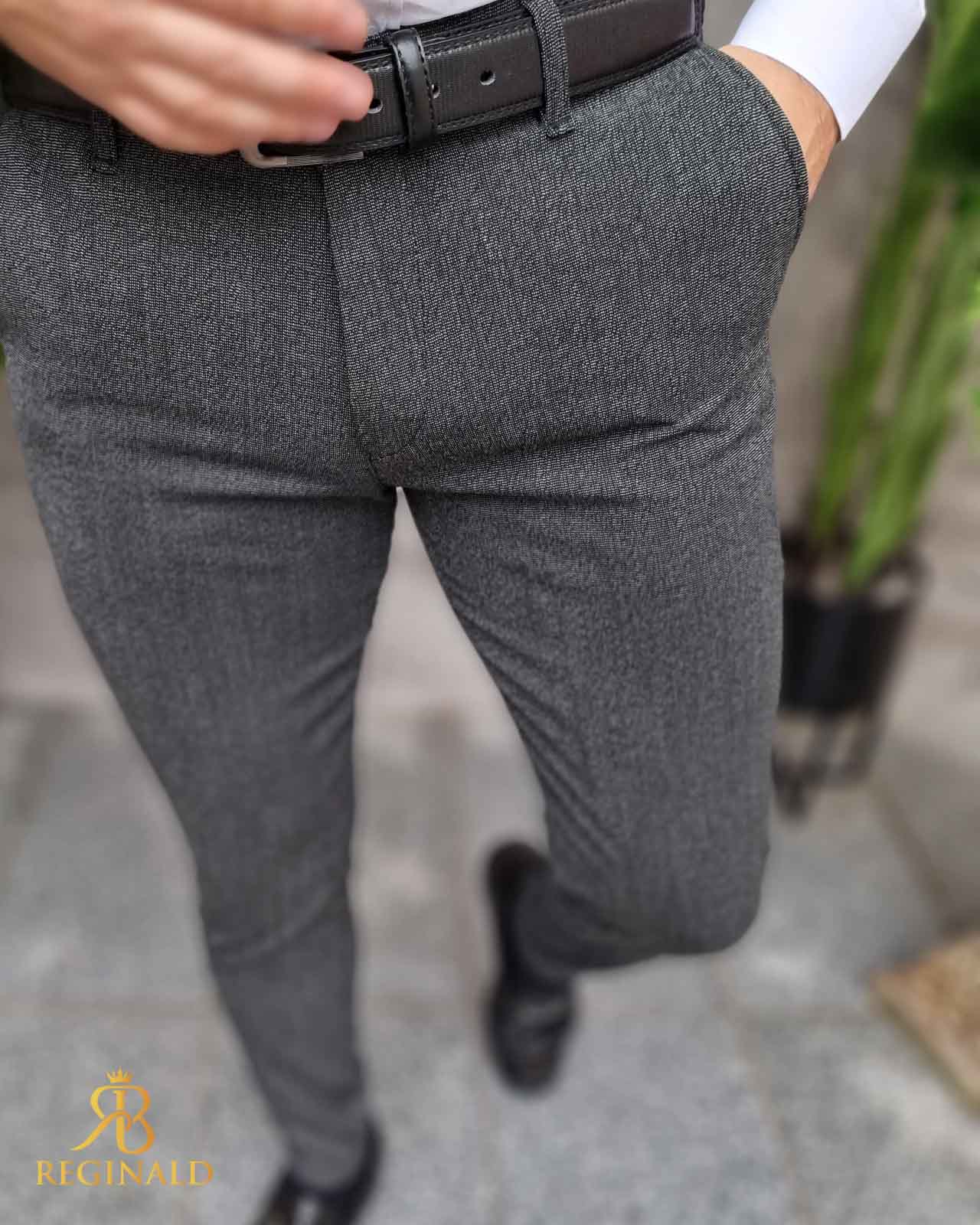 Pantaloni eleganti gri, croiala conica- PN782
