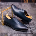 Navy blue men's shoes, OneCut, genuine leather - P1806