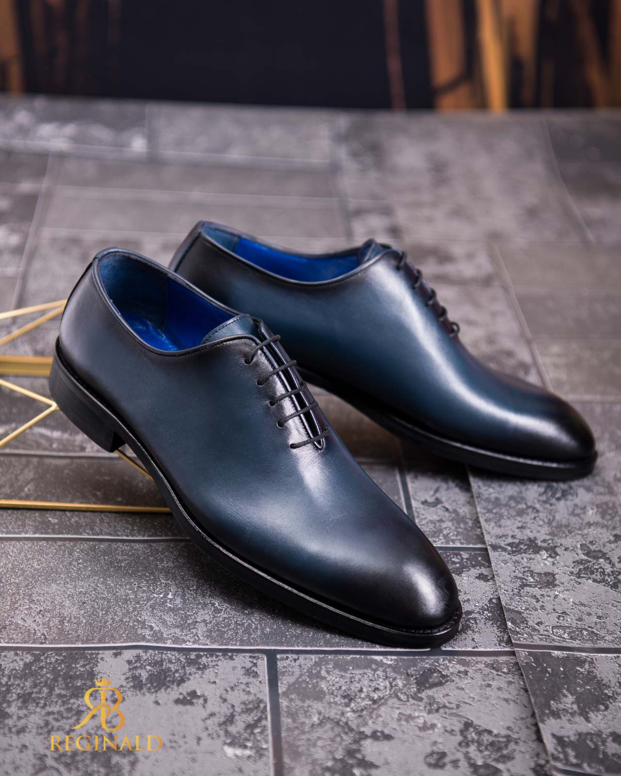 Pantofi Reginald bleumarin din piele naturala, One-Cut - P1809 - imagine 3
