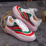 Adidasi de barbati albi Snake cu talpa inalta, ultra-light – AD580
