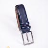 Curea din piele bleumarin cu model striat, catarama metalica- CP456