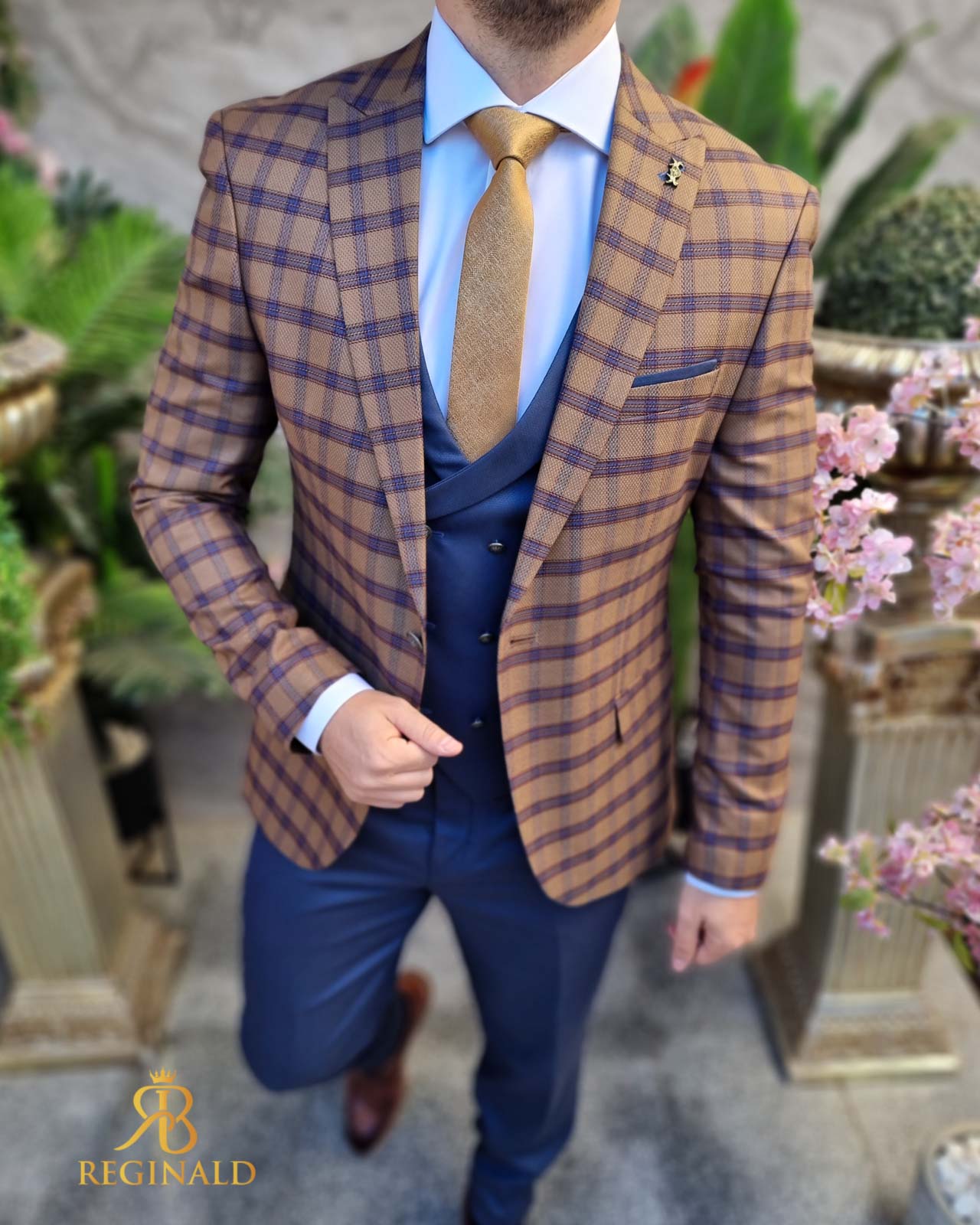 Costum maro/bleumarin in carouri, set: 3 piese - C4433 - imagine 3