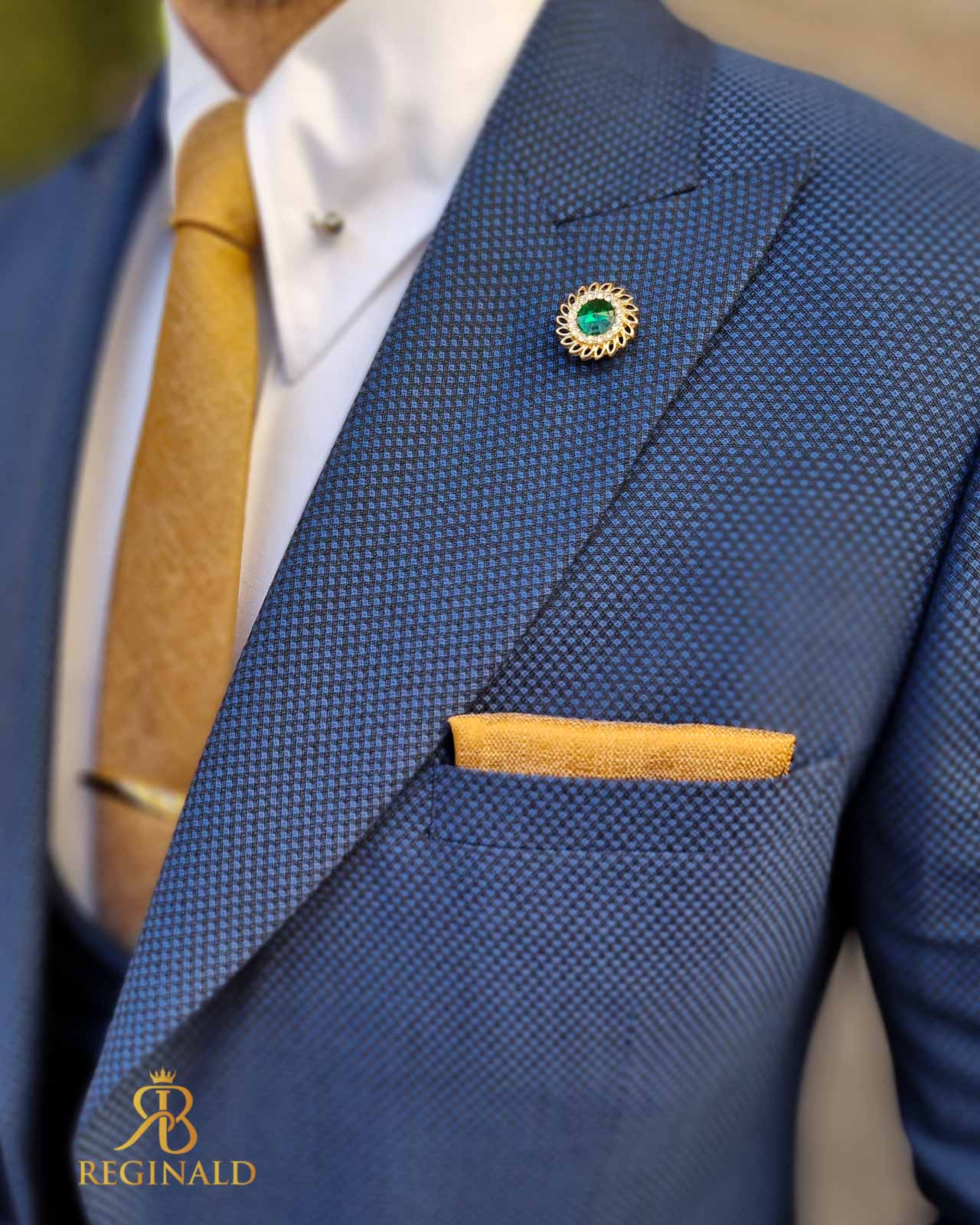 Costum elegant bleumarin texturat, set: 3 piese - C4437 - imagine 7