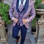 Navy/pink elegant ceremonial suit, 4-piece set - C4425