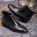 Ghete Reginald de bărbați, negre, din piele 100% naturala - GH138