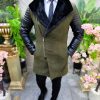 Palton de barbati lung, Slim Fit, verde - PT475