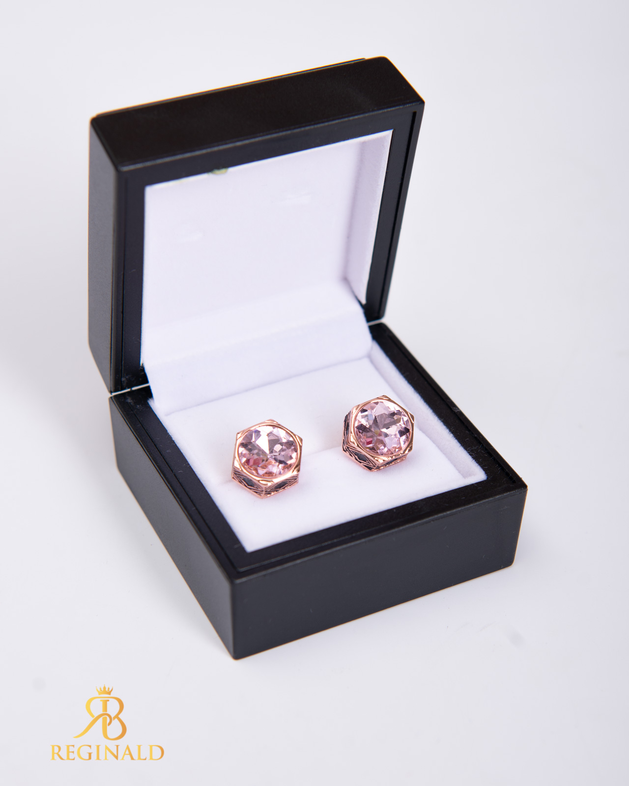 Butoni aurii cu pietre roz- BT030