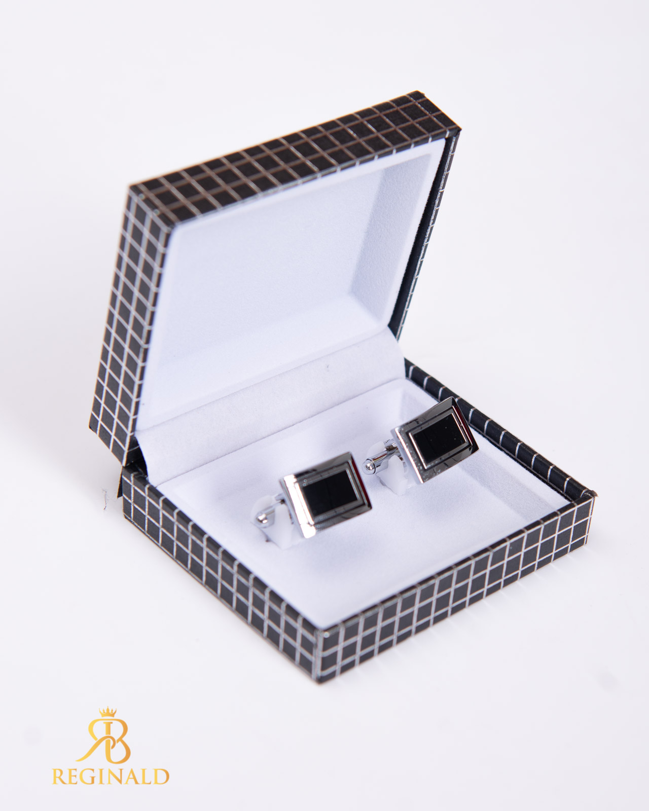 Butoni argintii cu negru- BT026 - imagine 2