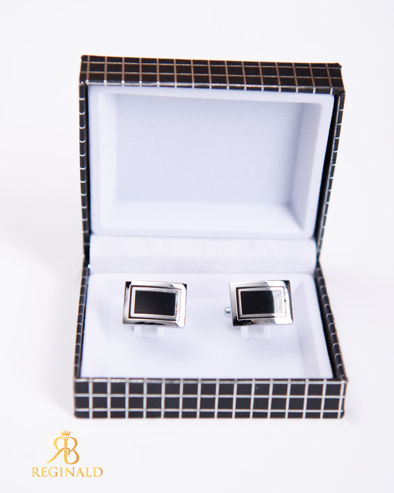 Butoni argintii cu negru- BT026