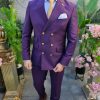 Costum elegant de bărbați, mov cu butoni aurii, Sacou si Pantalon - C4505