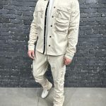 TRENING DE BARBATI RELAXED FIT ZIPPERS BEIGE - TG175