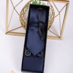 Navy blue tie, pocket square and cufflinks set - CV962