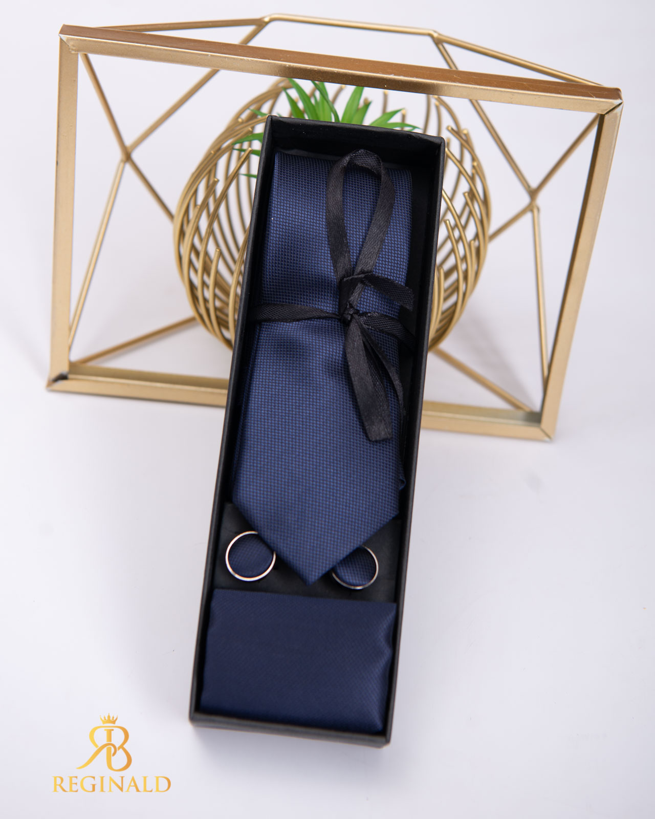 Set Cravata, batista si butoni bleumarin - CV962