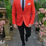 Orange blazer, slim-fit cut - SC866