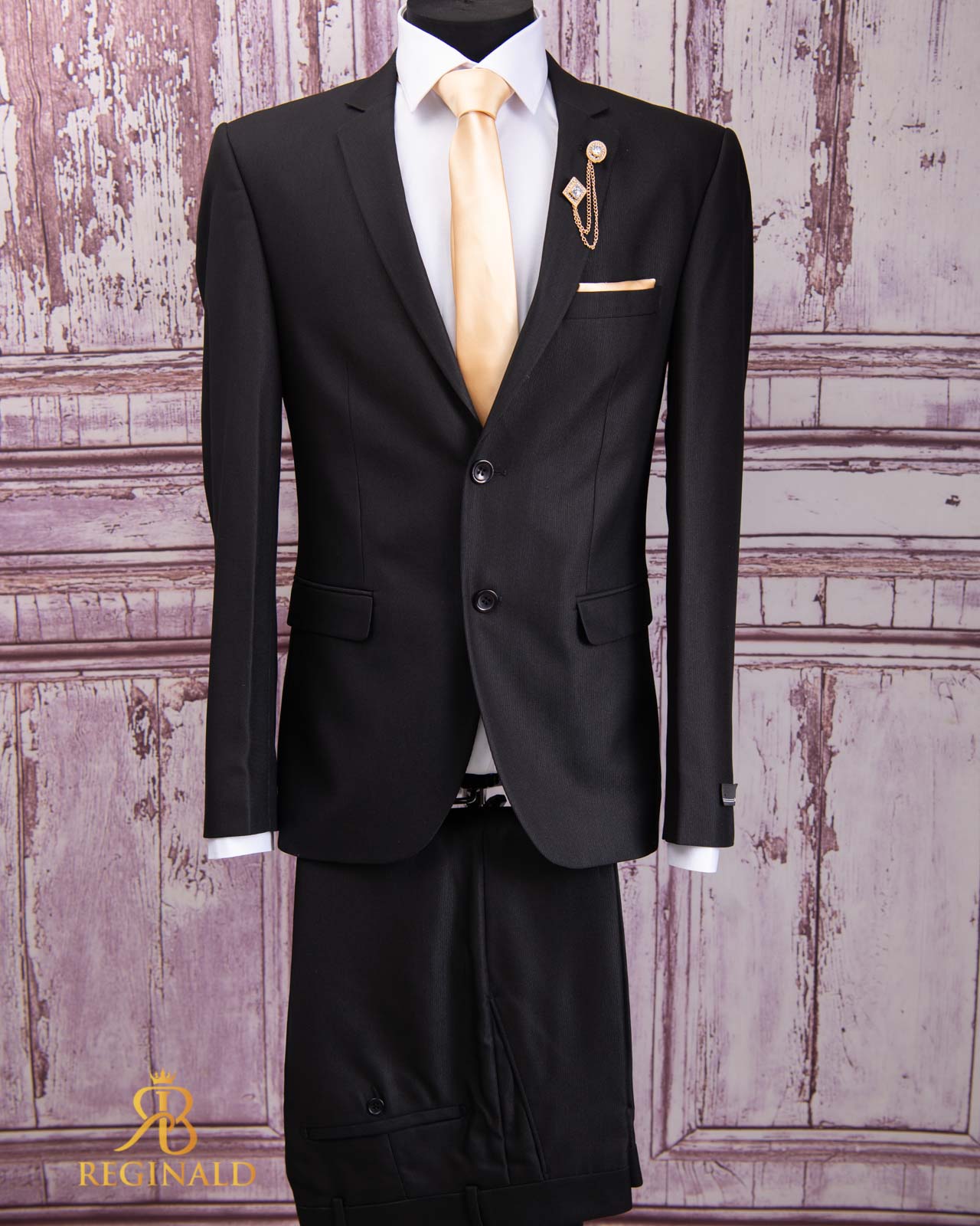 Costum elegant Negru, Sacou si Pantalon- C4512