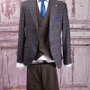 Costum elegant Maro in carouri, Sacou, Vesta si Pantalon- C4510