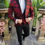 Completo nero/rosso NAS/MIRE, giacca, gilet, pantaloni, papillon - C4570