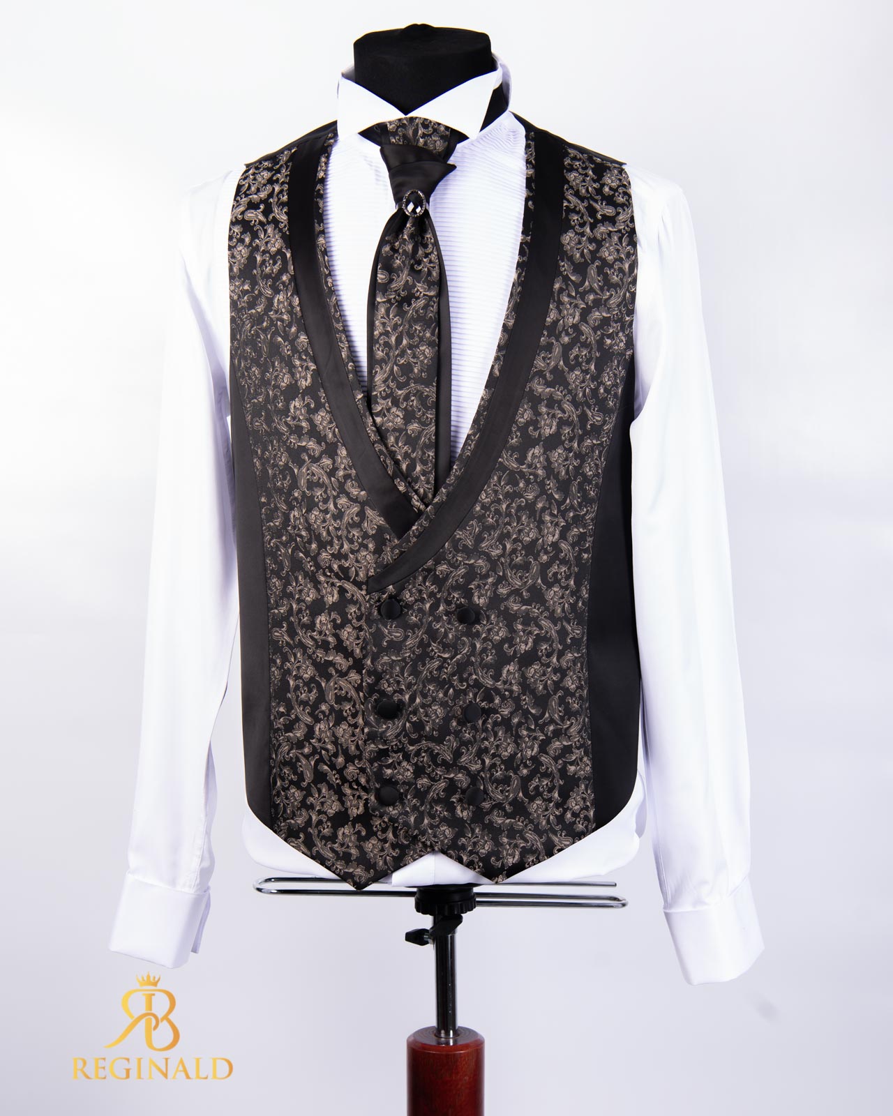 Costum negru de NAS/MIRE, Sacou,Vesta, Pantalon, Cravata - C4533