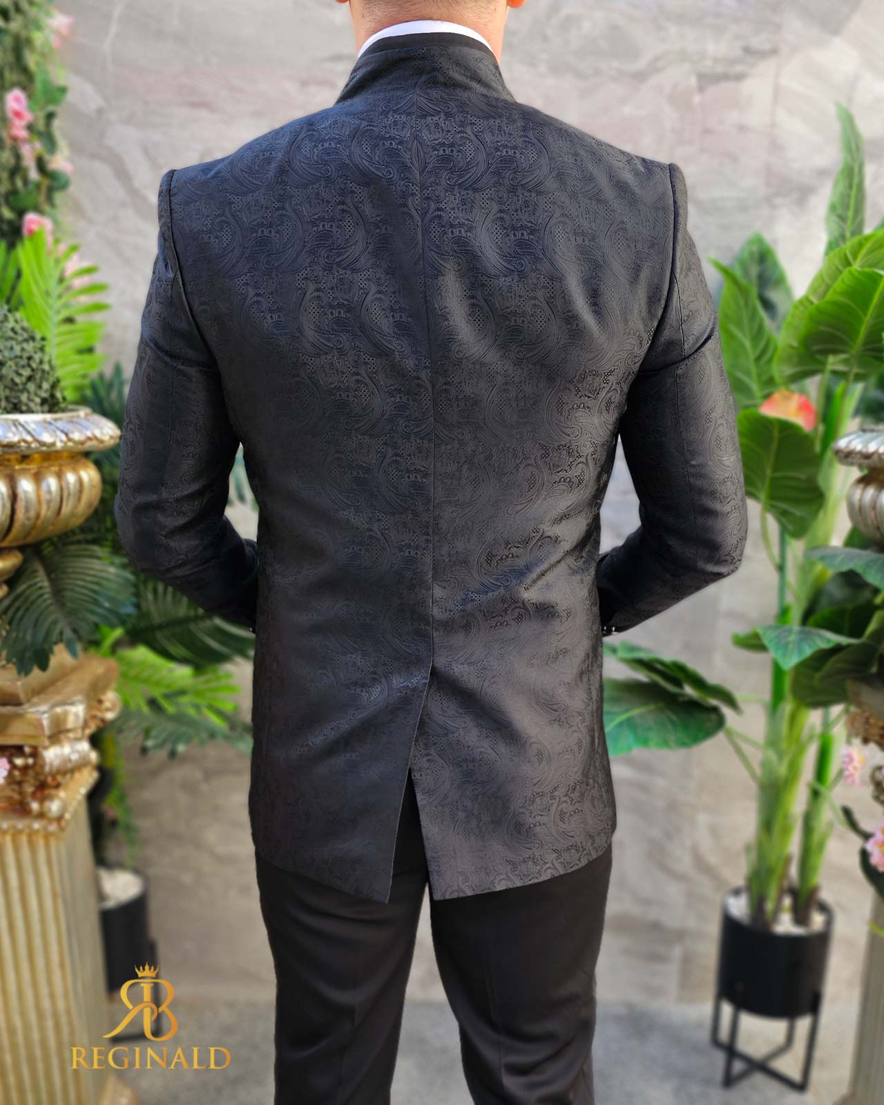 Costum negru NAS/MIRE, Sacou,Vesta, Pantalon, Papion- C4551