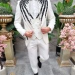 Elegant suit with stones and rhinestones, set: 4 pieces for GODFATHER/GROOM/ARTISTS - C4606