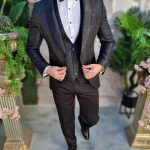 Traje negro NAS/MIRE, chaqueta, pantalón, chaleco y pajarita - C4627