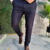 Pantaloni eleganti bleumarin, Slim-Fit, croiala conica– PN802